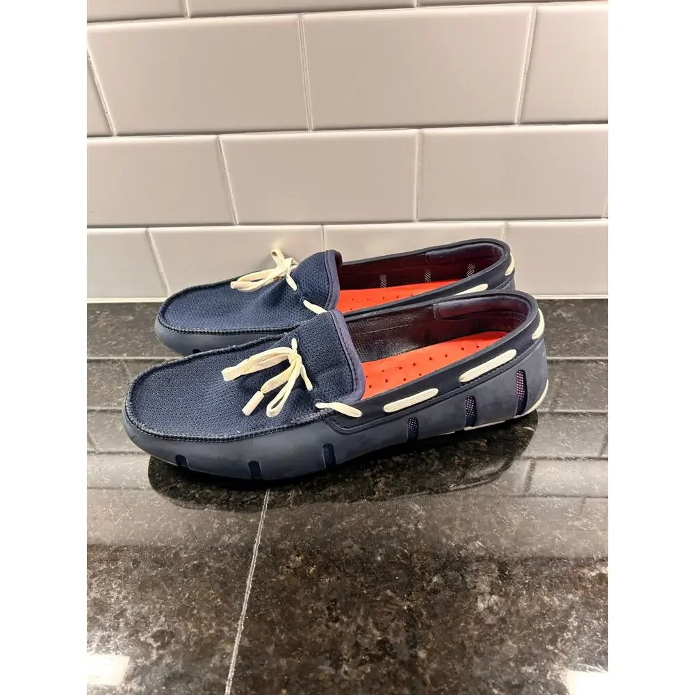 Swims Men's Braided Lace Up‎ Slip on Boat Shoes Loafers Blue